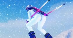 1girls 3d alternate_costume anus ass biathlon biathlon_widowmaker big_ass blizzard_entertainment blue_hair blue_skin breasts fjvnb naked nude overwatch pussy ski skiing snow solo sport widowmaker