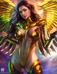 1girls absurd_res actress amazonian armor breasts brown_hair celebrity cleavage dc dc_comics dc_extended_universe dceu diana_prince female female_only fit gal_gadot gold_armor hi_res hourglass_figure logan_cure medium_breasts navel real_person realistic solo solo_female wings wonder_woman wonder_woman_(dceu) wonder_woman_(series) wonder_woman_1984