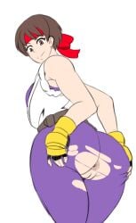 1girls anus art_of_fighting asian asian_female ass ass_grab big_ass crossnsfw king_of_fighters pussy snk tomboy torn_clothes torn_open_bottoms torn_pants yuri_sakazaki