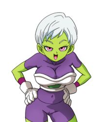 1girls alien alien_girl alternate_version_available battle_armor battle_armor_(dragon_ball) breasts busty cheelai clothed_female curvy dragon_ball dragon_ball_super eye_contact eyelashes female frieza_army_armor frieza_battle_armor green-skinned_female green_body green_skin huge_areolae huge_breasts humanoid looking_at_viewer pink_eyes puffy_nipples pussy_visible_through_clothes safe short_hair smile transparent_background voluptuous white_hair yamamoto_doujin