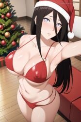 1girls ai_generated artist_name big_breasts bikini bikini_bottom bikini_top blush boruto:_naruto_next_generations breasts brown_hair christmas christmas_outfit christmas_tree cleavage curvaceous curvy curvy_body curvy_female curvy_figure female female_only hat headwear hyuuga_hanabi indoors koikoi large_breasts light-skinned_female light_skin long_hair looking_at_viewer midriff nai_diffusion naruto naruto_(series) nipples pale-skinned_female pale_skin puffy_nipples purple_eyes santa_hat selfie solo solo_focus stable_diffusion url very_long_hair watermark web_address wide_hips