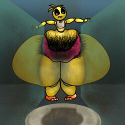 creamfield fat five_nights_at_freddy's five_nights_at_freddy's_2 hair hyper hyper_ass hyper_pubes hyper_pussy hyper_thighs pubes pubes_exposed pubic_hair thick_pubes toilet toy_chica_(fnaf)