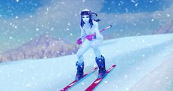 1girls 3d alternate_costume anus ass biathlon_widowmaker big_ass blizzard_entertainment blue_hair blue_skin breasts fjvnb naked nude overwatch pussy ski skiing snow solo sport widowmaker