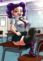 bimbo_body bluewolfartista bra female female_mineta genderswap_(mtf) huge_ass huge_breasts lips minoru_minene minoru_mineta my_hero_academia rule_63 shortstack thick_thighs wet_clothes wide_hips