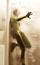 1boy 2020s 2023 5_fingers bathroom bodysuit bulge carboncats closed_eyes clothing comic craig_(of_sea_and_skin) diving_suit drysuit english_text fantasizing green_bodysuit green_clothing green_rubber groping groping_self groping_through_clothes hi_res human human_only indoors jpeg looking_pleasured male male_focus male_only mouth of_sea_and_skin open_mouth original original_character page_44 pleasure_face pleasured rubber rubber_clothing rubber_suit scotland scuba_suit shower shower_head showering solo straight teeth text thoughts tight_clothing united_kingdom water wet wet_clothes wet_hair wet_skin wetsuit
