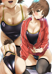 ass honda_mio idolmaster idolmaster_cinderella_girls one-piece_swimsuit pija_(pianiishimo) sweat swimsuit tagme