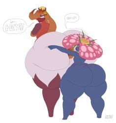 2girls anthro anthro_only big_ass bubble_butt female huge_ass indynd pokemon pokemon_(species) thick_thighs tsareena vileplume wide_hips