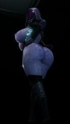 3d alien alien_girl ass breasts female female_only guidugalle large_ass looking_down masked mass_effect purple_body purple_skin quarian solo solo_female tali'zorah_nar_rayya thick_ass thick_thighs