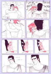 2boys blush comic comic_page creampie cum cum_in_pussy cuntboy hairy_pussy head_scratch intersex jojo's_bizarre_adventure jotaro_kujo male miserdirt muscular muscular_cuntboy noriaki_kakyoin one_eye_closed orgasm partially_colored penis_in_pussy pleasure_face pubic_hair smaller_male stardust_crusaders vaginal_penetration vaginal_sex