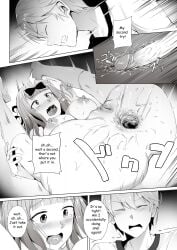 1boy 1girls anal anus big_breasts black_and_white breasts busty chocolate_starfish comic detailed_anus doujin doujinshi english english_text fujiwara_chika ginhaha greyscale kaguya-sama_wa_kokurasetai_~tensai-tachi_no_renai_zunousen~ large_breasts monochrome more_at_source nipples nude on_back penis pussy sex spread_anus spread_legs straight straight_sex surprised sweat tagme text translated uncensored x-ray