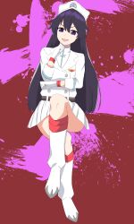 ass bambietta_basterbine black_hair bleach bleach:_sennen_kessen-hen bleach:_the_thousand-year_blood_war crossed_legs female legs long_hair quincy_(bleach) skirt uniform