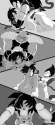 1girls chicofondo colla(oc) cumshot damaged_armor damaged_clothes doggy_style dragon_ball dragon_ball_z mating_press nappa pov raditz rough_sex saiyan saiyan_armor saiyan_girl saiyan_oc saiyan_tail vegeta