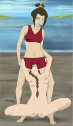 2girls anaxus ass avatar_the_last_airbender azula barefoot beach biting_lip black_hair braid braided_ponytail breasts brown_hair clothed_female_nude_female cunnilingus edit feet female female_only fire_nation long_nails multiple_girls nail_polish nickelodeon nipples nonbender nude ocean ponytail pussy sharp_nails small_breasts spread_legs standing swimsuit thighs tied_hair toes ty_lee water yuri