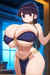 ai_generated belly_dancer belly_dancer_outfit dancing dark_hair exotic_dancer female huge_breasts komi-san_wa_komyushou_desu komi_shouko long_hair no_mouth tagme teenage_girl