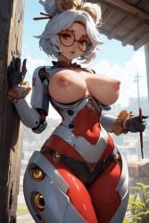 ai_generated breasts_out nintendo nintendo_switch ponceai purah purah_(tears_of_the_kingdom) robot robot_girl robot_humanoid robot_joints tears_of_the_kingdom the_legend_of_zelda thick thick_thighs