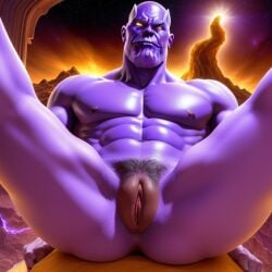 ai_generated alien ass avengers bald cuntboy cuntboy_only humanoid juicy_butt juicy_pussy legs_apart legs_held_open legs_spread male marvel marvel_cinematic_universe muscular pecs pubes_exposed pubic_hair purple_skin pussy solo space_background thanos thick_thighs