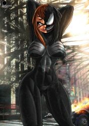 bluewolfartista body_modification brainwashing corruption female large_ass large_breasts lips marvel marvel_comics mid-transformation my_hero_academia ochako_uraraka personality_change she-venom smile spider-man_(series) symbiosis symbiote thick_thighs toned_stomach transformation venom_(marvel) venomized wide_hips