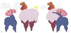 2girls anthro anthro_only big_ass bubble_butt female huge_ass indynd pokemon pokemon_(species) thick_thighs tsareena vileplume wide_hips