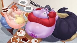 2024 2girls animal_ears apron bbw belch belly belly_overhang big_belly big_breasts black_hair breasts breasts_bigger_than_head cake cleavage cookie cupcake dialogue eating educabezon english_text fat fat_arms fat_belly fat_female fat_fetish fat_thighs fat_woman food gigantic_belly gigantic_breasts horse horse_ears horse_girl horse_tail huge_breasts immobile indie_virtual_youtuber kemonomimi lamia legless light-skinned_female light_skin long_hair lucahjin monster_girl morbidly_obese morbidly_obese_female naga navel obese obese_female onomatopoeia orange_hair overweight overweight_female purple_body purple_skin reptile reptilian serpentine sitting sitting_on_couch snake snake_girl speech_bubble ssbbw ussbbw vexoria_the_sun_eater virtual_youtuber vtuber weight_gain wide_hips