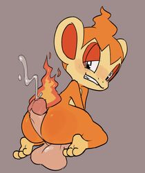 ambiguous_gender anthro blush chimchar disembodied_penis duo fire genitals haplorhine hi_res hot_dogging human male male/ambiguous mammal monkey nintendo penis pokémon_(species) pokemon pokemon_(species) primate unknown_artist video_games