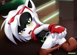 1boy after_anal after_sex anthro ass balls bbmbbf blush cum cum_in_ass cum_inside freedom_planet gay male male_only open_mouth palcomix panda penis rear_deliveries solo spade_(freedom_planet) tongue video_games