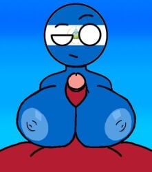 beat_banger blue_background blue_body blue_breasts breasts countershade_face country countryhumans countryhumans_girl eyebrow_raise i_hate_this_get_rid_of_it i_hate_you nicaragua_(countryhumans) paizuri red_body red_penis simple_anatomy simple_drawing simple_eyes simple_face stupid_drawing titfuck titjob toriel_beat_banger traced united_states_of_america_(countryhumans)