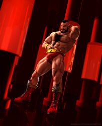 1boy 3d 3d_model bara bearded big_dick_energy bodybuilder bulge_through_clothing capcom daemoncollection facial_hair hairy_chest himbo male male_focus male_only male_pov masculine muscles muscular muscular_male muscular_thighs scars_on_body seductive seductive_look seductive_pose self_play self_pleasure solo solo_male street_fighter touching_own_hair touching_self wrestler yaoi zangief