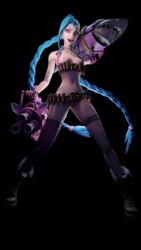 1girls 3d blender dom3d jinx_(league_of_legends) league_of_legends nipple_piercing small_breasts