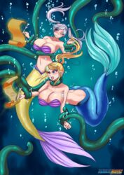 2_mermaids 2girls big_breasts cleavage contract female fire_emblem fire_emblem_awakening huge_breasts ichduhernz large_breasts mermaid metroid multiple_girls nintendo png robin_(fire_emblem) robin_(fire_emblem)_(female) samus_aran shell_bra signing_contract super_smash_bros. tentacle twintails underwater