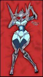 1girls atheon curvaceous curvy_female curvy_hips cybernetics cyclops dakimakura destiny_(game) destiny_2 female female_only on_back on_bed presenting spacewaifuart tagme thick_thighs vex_(destiny)