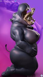 9:16 anthro ass big_breasts big_butt breasts carnivore cheetah common_hippopotamus curvaceous curvy_figure daz3d daz_3d duo feet_first felid feline female female/female herbivore hi_res hippopotamid huge_breasts huge_butt huge_thighs larger_female loneclaw mammal mature_female onlyfans oral_vore overweight size_difference smaller_female text thick_thighs url voluptuous vore yuri