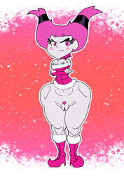 1girls big_ass big_breasts breasts christmas christmas_outfit dc dc_comics elpepsi female female_only hairy_pussy jinx_(dc) pink_eyes pink_hair pubes pubic_hair pussy_hair solo teen_titans teen_titans_go thick_thighs vagina