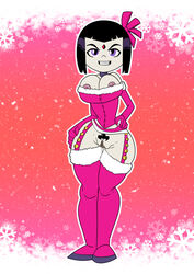 1girls big_breasts big_butt breasts cartoon_network christmas christmas_outfit cosplay dc dc_comics elpepsi female female_only forehead_jewel nipples purple_eyes purple_hair rachel_roth raven_(dc) shaped_pubic_hair superheroine teen_titans teen_titans_go