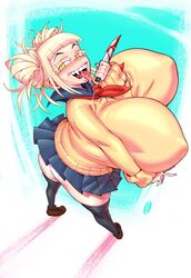 1girls breasts gigantic_breasts hexamous himiko_toga huge_breasts hyper hyper_breasts my_hero_academia saliva sharp_teeth shounen_jump