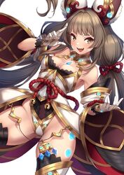 1girls :d animal_ear_fluff animal_ears bangs bare_shoulders bell blunt_bangs blush breasts brown_eyes brown_hair cat_ears cleavage cowboy_shot detached_sleeves eyebrows_visible_through_hair female gem glowing gluteal_fold groin hair_ribbon highleg highleg_leotard jingle_bell kent0320 leotard long_hair long_sleeves looking_at_viewer low_twintails nia nia_(blade) nia_(xenoblade) nintendo open_mouth red_ribbon ribbon simple_background small_breasts smile solo spoilers thighhighs thighs twintails very_long_hair whisker_markings white_background white_hair white_leotard wide_sleeves xenoblade_(series) xenoblade_chronicles_2