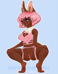 ahe_gao anthro big_breasts bodily_fluids breasts brown_body cleavage_cutout clothing cum cum_in_mouth cum_inside ejaculation entropic-doodles female garter_belt garter_straps genital_fluids genitals hair hi_res keyhole_turtleneck lagomorph leporid looking_pleasured mammal pink_hair pinup pose pussy rabbit short_hair slim solo solo_focus spread_legs spreading svelte sweater topwear