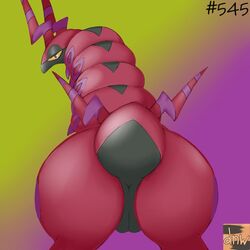 1:1 anus ass butt_focus female feral genitals nintendo pokémon_(species) pokemon pussy quadruped reallydarkandwindie red_body scolipede solo video_games yellow_eyes