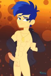 1boy abs balls equestria_girls felux flash_sentry flash_sentry_(eg) friendship_is_magic hasbro humanized male male_only my_little_pony nude pecs penis six_pack solo_male