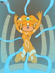 3:4 absurd_res anthro brown_nipples chaos_(sonic) circlet echidna female fours_(artist) fur hi_res imminent_sex mammal markings monotreme nipples orange_body orange_fur ritual solo sonic_(series) sonic_adventure sonic_the_hedgehog_(series) tentacle tikal_the_echidna tribal tribal_markings