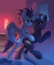 2019 absurd_res against_wall anal anal_sex animal_genitalia animal_penis balls bite black_body black_feathers black_fur black_wings blue_mane blue_tail chest_tuft cutie_mark duo ear_bite equid equine equine_penis erection feathered_wings feathers feral flared_penis friendship_is_magic from_behind_position fur genitals hasbro hi_res jedayskayvoker lava_lamp male male/male male_penetrated male_penetrating male_penetrating_male mammal mane medial_ring my_little_pony on_hind_legs pegasus penetration penis sex snowstormbat soarin_(mlp) spread_wings thunderlane_(mlp) tuft white_body white_feathers white_fur white_mane white_wings wings wonderbolts_(mlp)