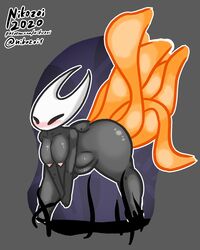 2020 bending_forward blush breasts hollow_knight hornet_(hollow_knight) nikozoi stomach_bulge tentacle tentacle_rape tentacle_sex