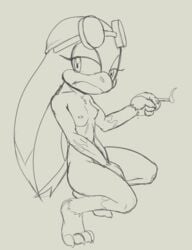 anthro avian beak bird breasts cigarette crouching female fours_(artist) hi_res holding_cigarette looking_at_viewer nipple_piercing nipples non-mammal_breasts piercing small_breasts smoking solo sonic_(series) sonic_riders sonic_the_hedgehog_(series) swallow_(disambiguation) tattoo wave_the_swallow