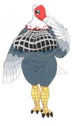 2015 amelia_(animal_crossing) animal_crossing anthro big_breasts breasts claws exposed_nipples female huge_breasts looking_at_viewer nintendo nude pdxyz plain_background pussy solo video_games white_background wide_hips wings