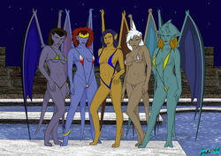 angela_(gargoyles) bikini bikini_bottom bikini_top blue_skin delilah_(gargoyles) demona disney elisa_maza elisa_maza_(gargoyled) fab3716 gargoyles ophelia_(gargoyles)