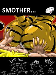 asphyxiation calvin calvin_and_hobbes hobbes monkeyxflash pussy rule_63 sitting_on_face smothering