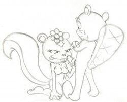 anthro beaver breasts female handjob happy_tree_friends interspecies male mondo_media monochrome nude penis petunia petunia_(htf) shostyle skunk smile standing straight tongue_out toony toothy toothy_(htf)