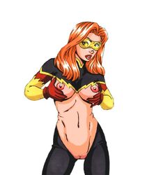 1girls angelica_jones breasts female female_only firestar_(marvel) firestar_(spider-man) garrett_blair large_breasts marvel marvel_comics new_warriors nipples nude red_hair solo straight_hair topless x-men