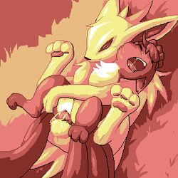 9_6 color cum eeveelution female feral fur furry_tail interspecies jolteon male multiple_tails nintendo nude pokemon pokemon_(species) sex straight tagme tail vulpix