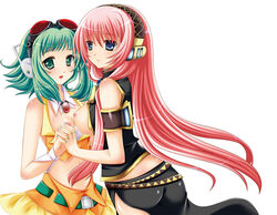 2girls breasts female megpoid_gumi megurine_luka multiple_girls vocaloid yuri