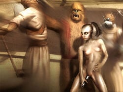 cathar juhani knights_of_the_old_republic ranged_weapon star_wars tusken_raider wookiee zaalbar